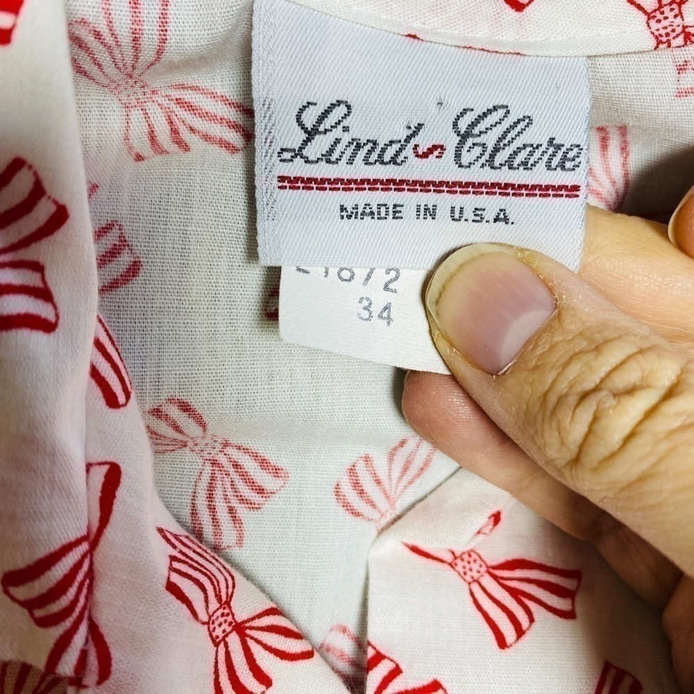 ⭐️Vintage LIND CLARE Button Up Shirt with Striped Bow Detail - Picture 5 of 5
